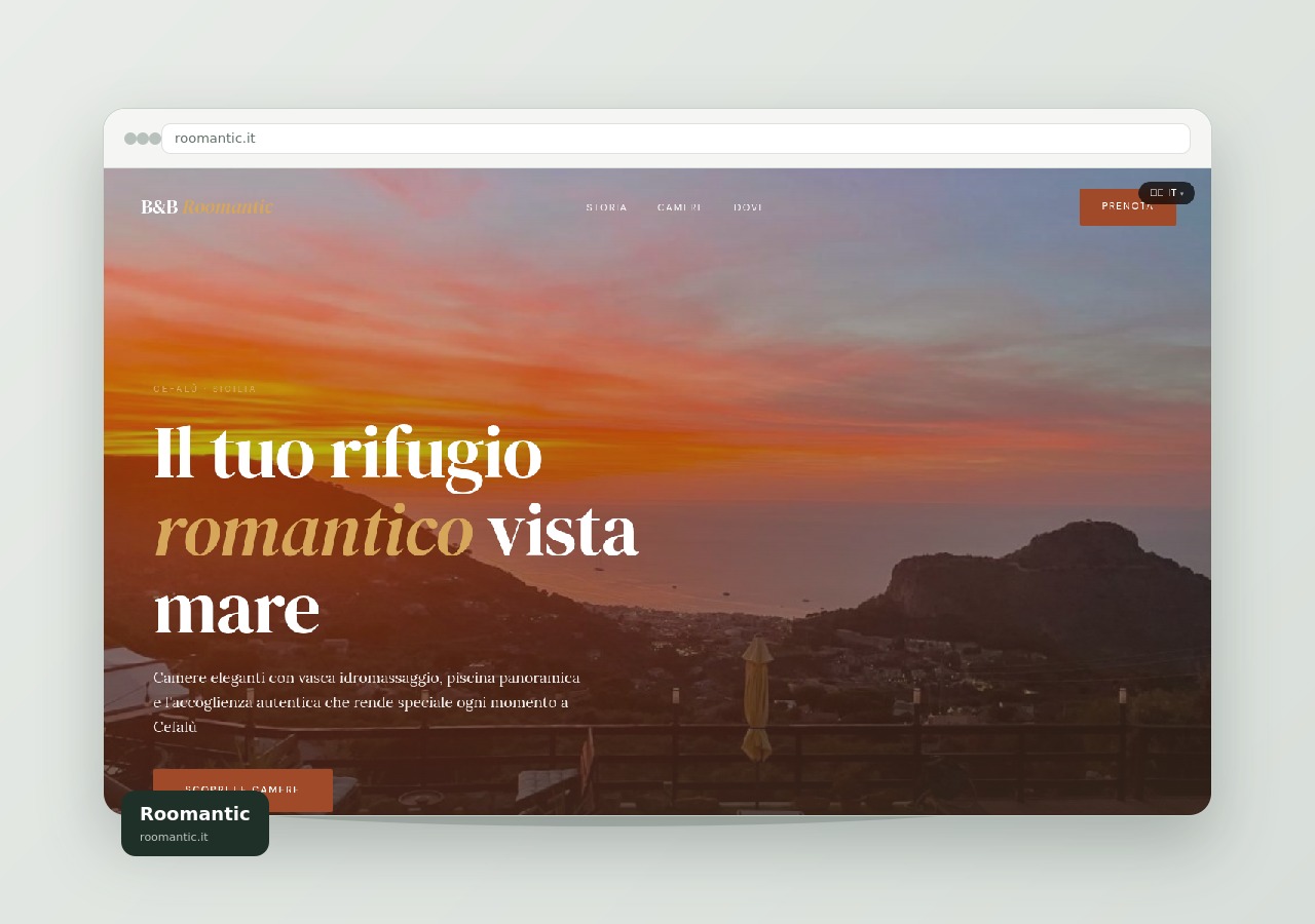 Mockup del sito Roomantic